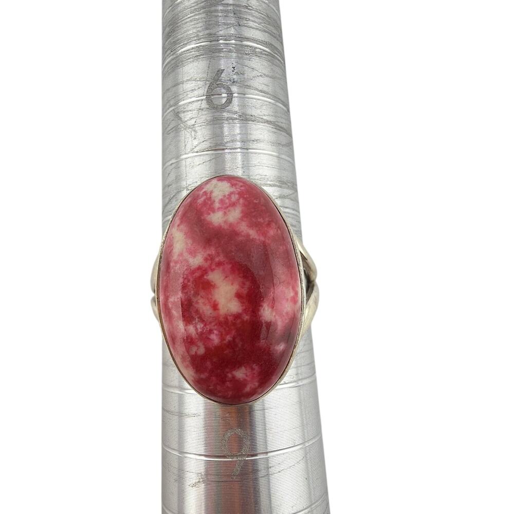 Sterling Silver Thulite Statement Ring Size 7.5